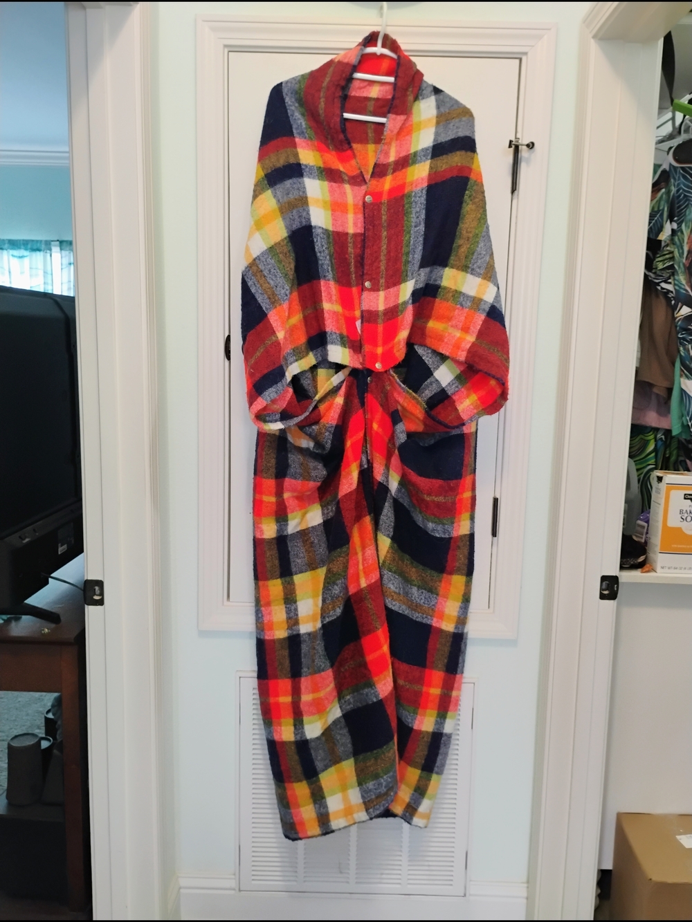 Vintage Tennessee Woolen Mills Plaid Acrylic Snap Stadium Blanket Throw